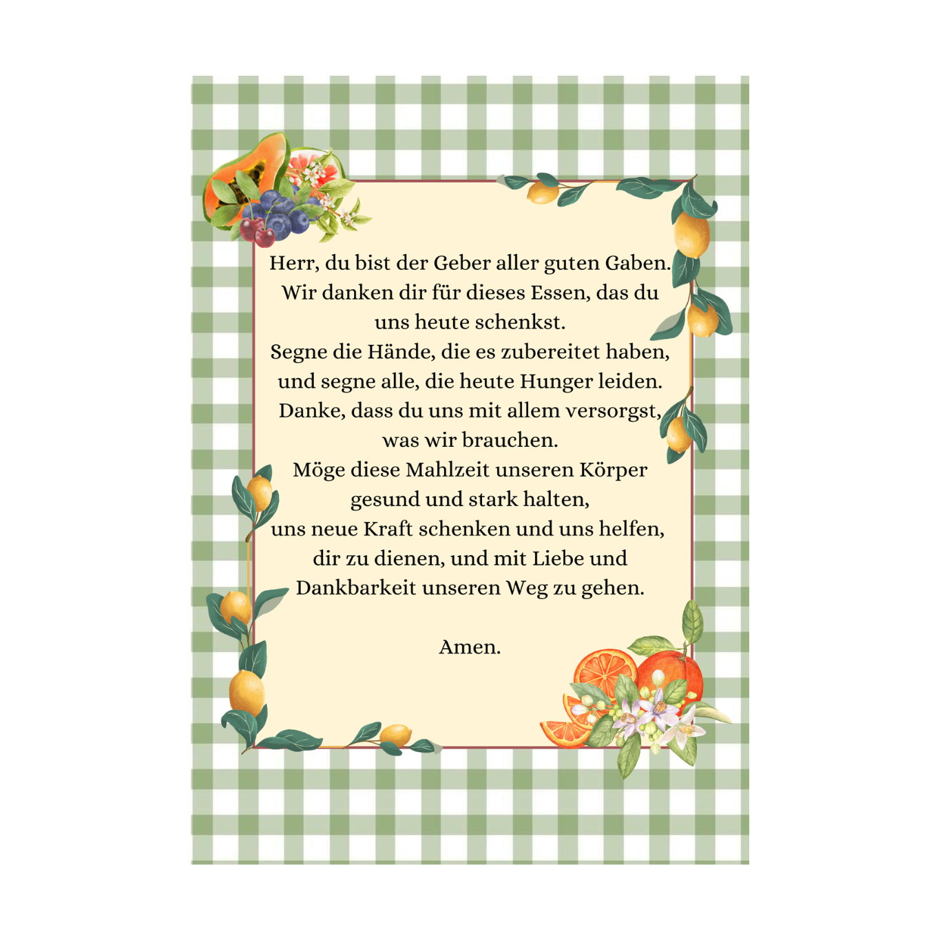 Tischgebet – Digitales Gebetsbild zum Ausdrucken